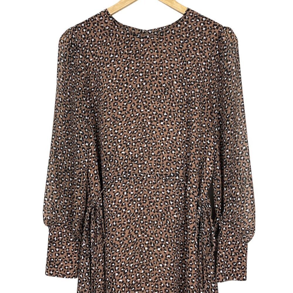 LK BENNETT DAKOTA ANIMAL PRINT CHIFFON LONG SLEEVE DRESS - Picture 4 of 11